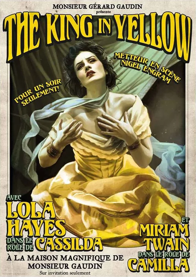 Promotional poster in French for The King in Yellow starring Lola Hayes as Cassilda.